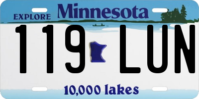 MN license plate 119LUN
