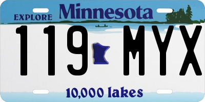 MN license plate 119MYX
