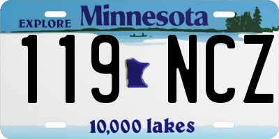 MN license plate 119NCZ