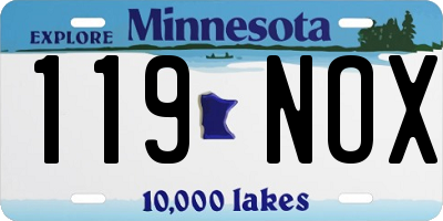 MN license plate 119NOX