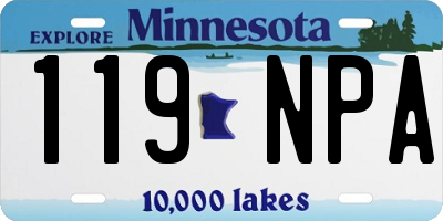 MN license plate 119NPA