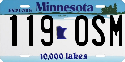 MN license plate 119OSM