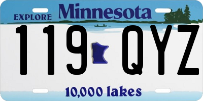 MN license plate 119QYZ