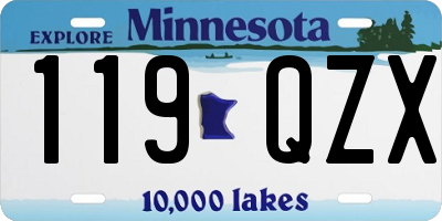 MN license plate 119QZX