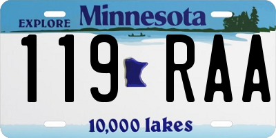 MN license plate 119RAA