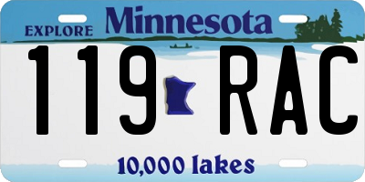 MN license plate 119RAC