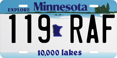 MN license plate 119RAF
