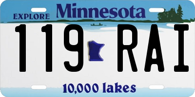 MN license plate 119RAI
