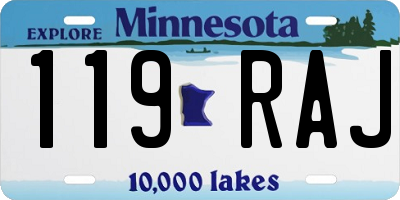 MN license plate 119RAJ