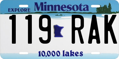 MN license plate 119RAK