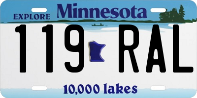 MN license plate 119RAL