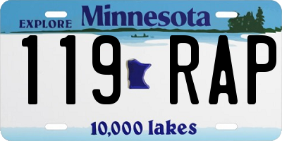 MN license plate 119RAP