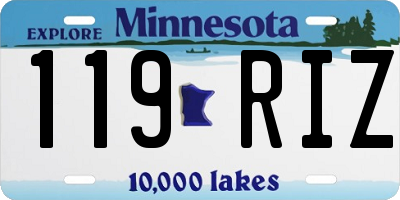 MN license plate 119RIZ