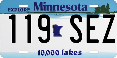 MN license plate 119SEZ