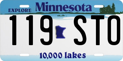 MN license plate 119STO