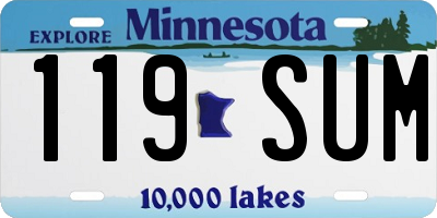 MN license plate 119SUM
