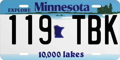 MN license plate 119TBK