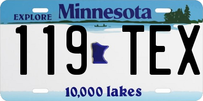 MN license plate 119TEX