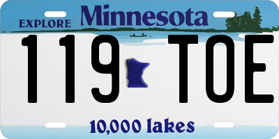 MN license plate 119TOE