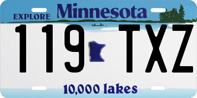 MN license plate 119TXZ