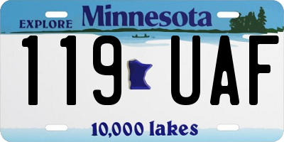 MN license plate 119UAF