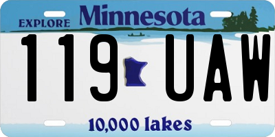 MN license plate 119UAW