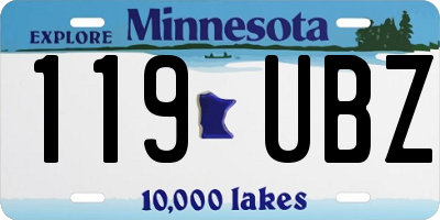 MN license plate 119UBZ