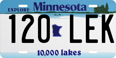 MN license plate 120LEK