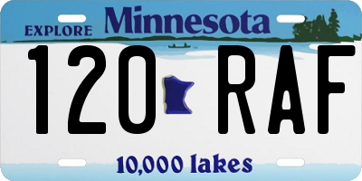 MN license plate 120RAF