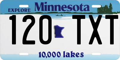 MN license plate 120TXT
