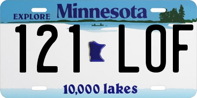 MN license plate 121LOF