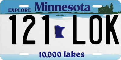MN license plate 121LOK