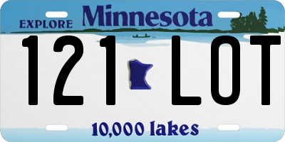 MN license plate 121LOT