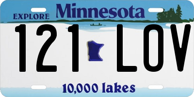 MN license plate 121LOV