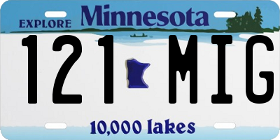 MN license plate 121MIG