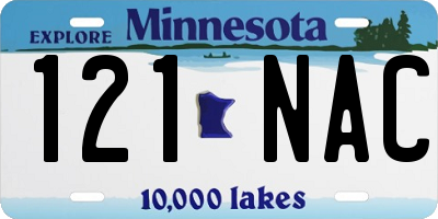 MN license plate 121NAC