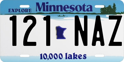 MN license plate 121NAZ