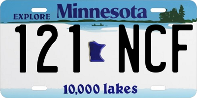 MN license plate 121NCF