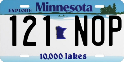 MN license plate 121NOP