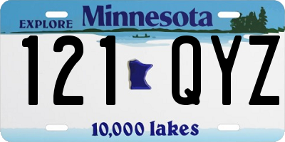 MN license plate 121QYZ