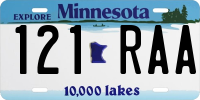MN license plate 121RAA