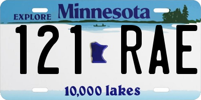 MN license plate 121RAE