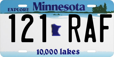 MN license plate 121RAF
