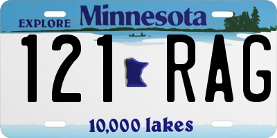 MN license plate 121RAG