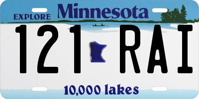 MN license plate 121RAI