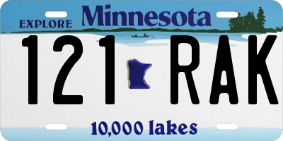 MN license plate 121RAK