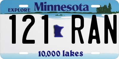 MN license plate 121RAN