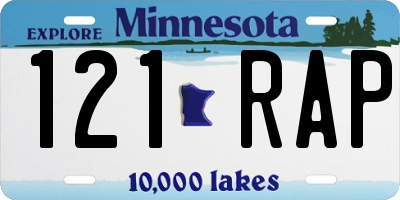MN license plate 121RAP