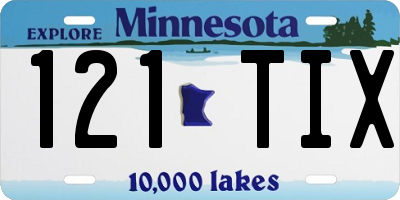 MN license plate 121TIX