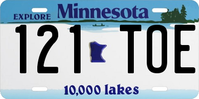 MN license plate 121TOE